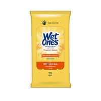 Wet Ones Antibacterial Hand Wipes, Tropical Splash Scent, 20 Count (Pack of 10)